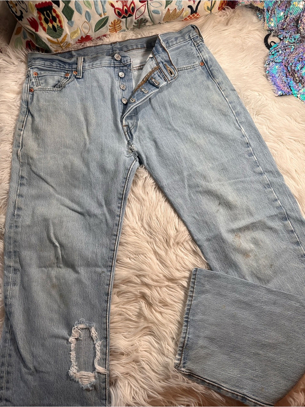 Levi’s • Men’s 501 36x34 Button Fly Light Wash Jeans